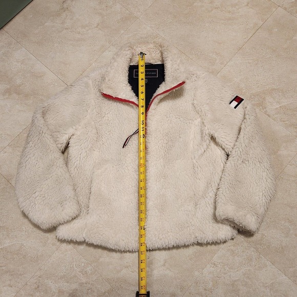Tommy Hilfiger Womens M Medium Sherpa Fleece Deep Pile Furry Sweatshirt Jacket - Picture 7 of 16